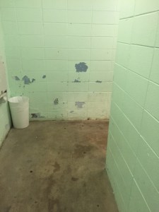 Public restroom hallway